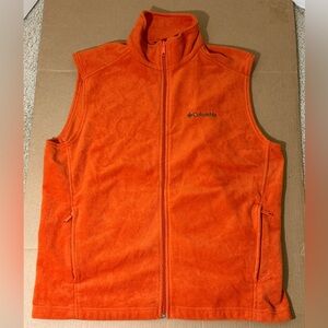 Columbia Men's Orange Fleece Vest Size Large Full Zip Mock Outdoor Hiking